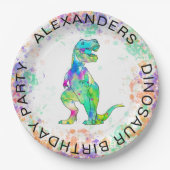 T Rex Dinosaur Persoonlijke kinderen Birthday Part Papieren Bordje (Voorkant)