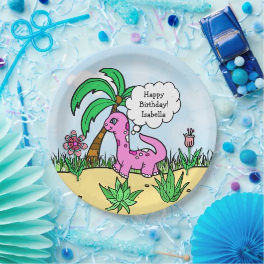 T-Rex Dinosaur Thmed Birthday Borden Papieren Bordje (Feest)