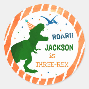 T-rex Dinosaur Three Rex Party Favor Stickers