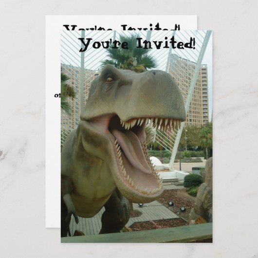 T-Rex Dinosaur-uitnodiging Kaart (Voorkant / Achterkant)