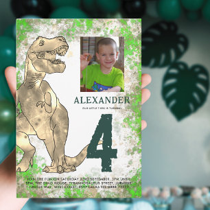 T-Rex Dinosaur Verjaardagsfeest Budget Uitnodiging Briefkaart