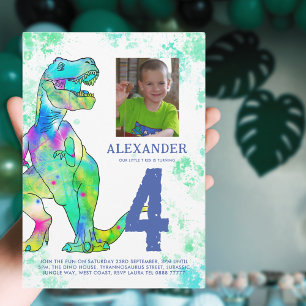 T-Rex Dinosaur Verjaardagsfeest Budget Uitnodiging Briefkaart