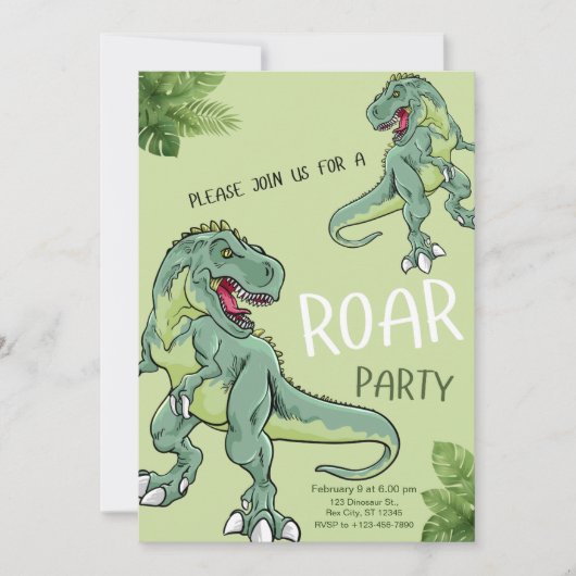 T-Rex Dinosaur Verjaardagsfeestje Kaart (Voorkant)