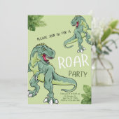 T-Rex Dinosaur Verjaardagsfeestje Kaart (Staand voorkant)