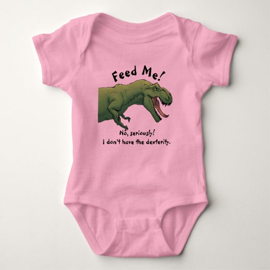 T-Rex Dinosaur Voer Me Baby Outfit Eén stuk Romper (Voorkant)
