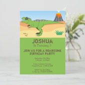 T-Rex Dinosaur & Volcano 3rd Birthday Party Kaart (Staand voorkant)