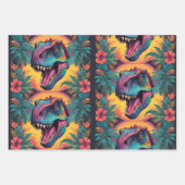 T-Rex Dinosaur Wrapping Paper Flat Sheet Set van 3 (Voorkant 2)