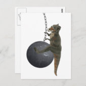 T-Rex Dinosaur Wrecking Ball Briefkaart (Voorkant / Achterkant)