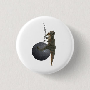 T-Rex Dinosaur Wrecking Ball Ronde Button 3,2 Cm