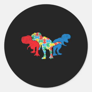 T-rex Dinosauriërs Puzzel Dino Autisme Bewustzijn  Ronde Sticker