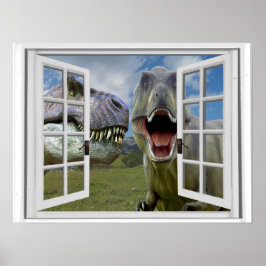 T-Rex Dinosaurs Faux Uitzicht Poster