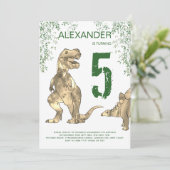 T-Rex Dinosaurus 6e Verjaardagsfeest Kaart (Staand voorkant)