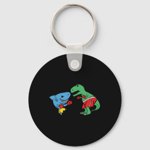 T-rex-dinosaurus boksen met haaien Funny Fighting  Sleutelhanger