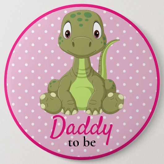 T rex dinosaurus daddy roze Baby shower Button (Voorkant)