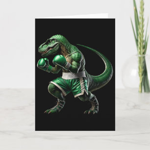 T-rex dinosaurus doet boksen boksers vechtsport kaart