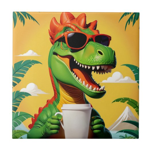 T-rex dinosaurus grappig tegeltje (Voorkant)