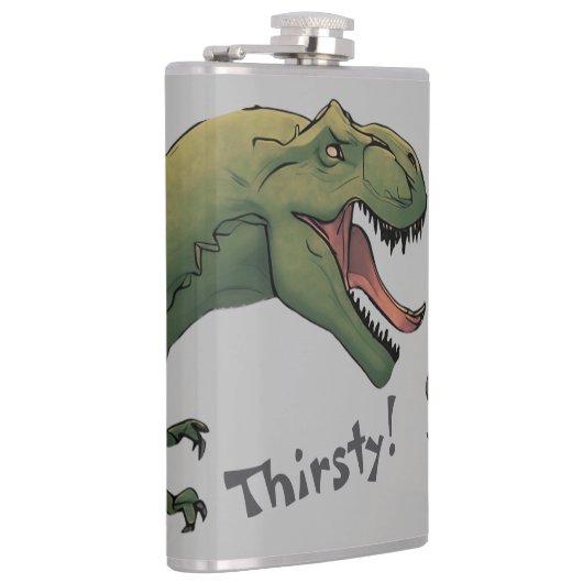 T-Rex dinosaurus heeft dorst! Pocket Heupfles (Rechts)