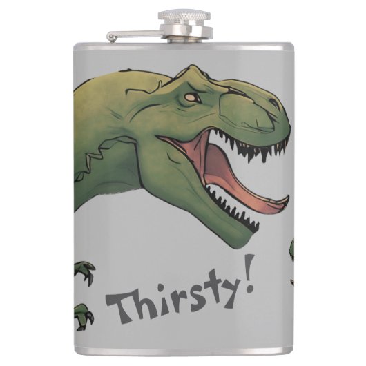 T-Rex dinosaurus heeft dorst! Pocket Heupfles (Voorkant)