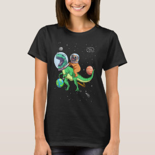 T rex dinosaurus in de ruimte astronaut hond pu t-shirt