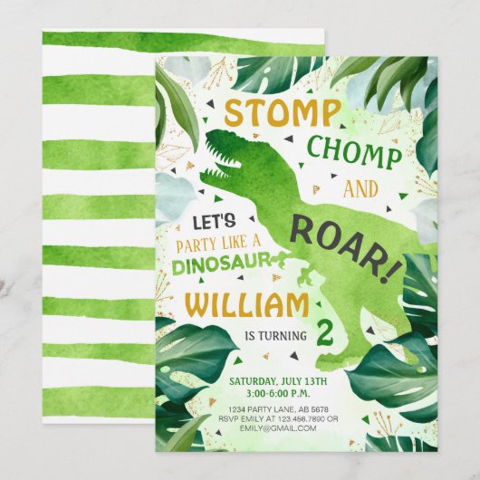 T rex dinosaurus jongen verjaardag kaart (Voorkant / Achterkant)