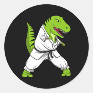 T-rex dinosaurus karate kickboksen vechtsport Jiu- Ronde Sticker