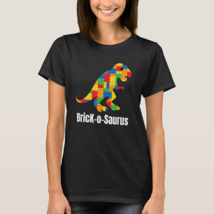 T rex dinosaurus Kinder baksteenbouwer bouwsteen S T-shirt