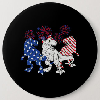 T Rex Dinosaurus Leuke US Vlag 4th of July Outfit Ronde Button 6,0 Cm