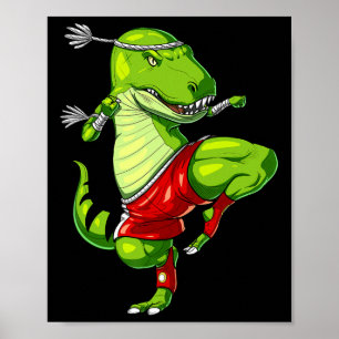 T-rex dinosaurus Muay Thai Boksen Karate Martial A Poster