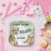 T-Rex Dinosaurus Oerwoud Verjaardagsfeest Papieren Bordje (Feest)