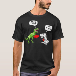 T rex dinosaurus paar knuffel me Valentijnsdag T-shirt