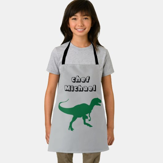 T-rex dinosaurus print aangepaste naam schort (Insitu)