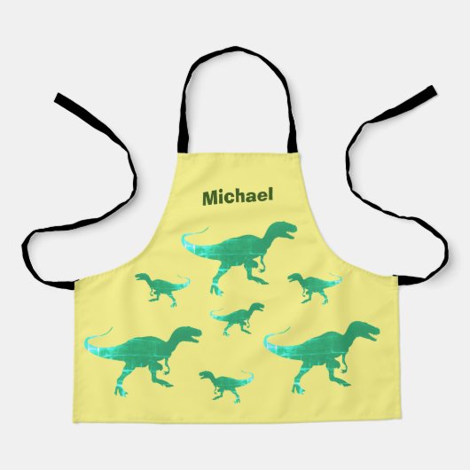 T-rex dinosaurus print aangepaste naam schort (Voorkant)