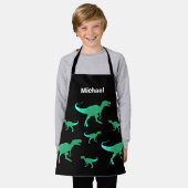 T-rex dinosaurus print aangepaste naam schort (Gedragen)