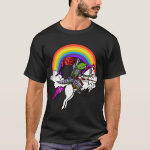 T-Rex dinosaurus ridder rijdend op eenhoorn T-shirt