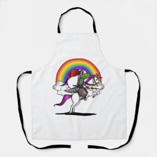 T-Rex Dinosaurus Riding Eenhoorn Rainbow Grappig Schort