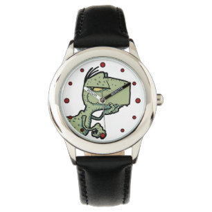 T-Rex Dinosaurus Rood Groen Cartoon Kinder Horloge