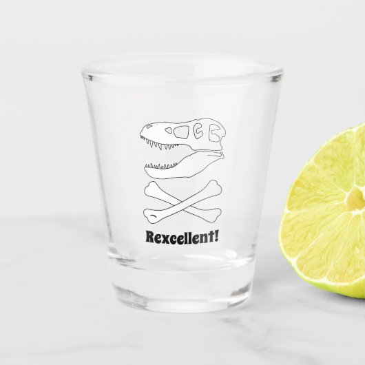 T. rex dinosaurus schedel piraat vlag shot glas (Voorkant)
