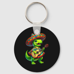 T-rex dinosaurus speelt gitaar cinco de mayo Mexic Sleutelhanger