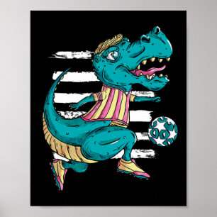 T-rex dinosaurus speelt voetbal - Trex ontwerp  Poster
