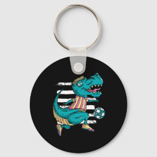 T-rex dinosaurus speelt voetbal - Trex ontwerp Sleutelhanger
