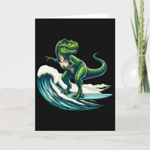 T-rex dinosaurus surfen surfer surfplank cadeau vo kaart