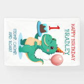 T Rex Dinosaurus Toevoegen Leeftijd Gelukkig Verja Spandoek (Horizontaal)