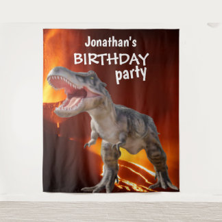 T REX Dinosaurus VERJAARDAG Huis Achtergrond Wandkleed