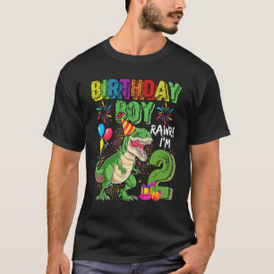 T rex dinosaurus verjaardag jongen rawr im 2 jaar t-shirt