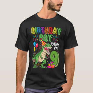 T rex dinosaurus verjaardag jongen rawr im 9 jaar t-shirt