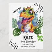 T Rex, Dinosaurus verjaardag, Save The Date (Voorkant / Achterkant)