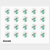 T Rex Dinosaurus Verjaardagsfeestje Dank u Ronde Sticker (Vel)