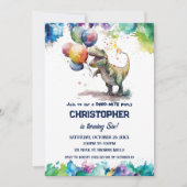 T-Rex Dinosaurusballonnen Splash Verjaardagsfeest Kaart (Voorkant)