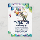 T-Rex Dinosaurusballonnen Verf Splash Verjaardag Bedankkaart (Voorkant / Achterkant)