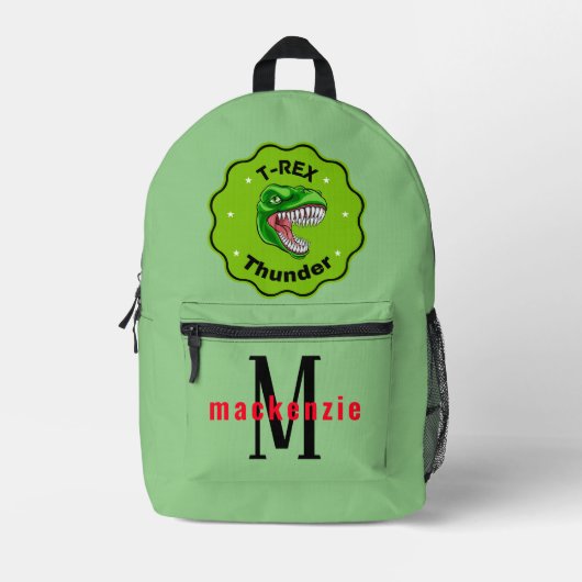 T-rex dinosaurussen dino monogram gepersonaliseerd bedrukte rugzak (Voorkant)